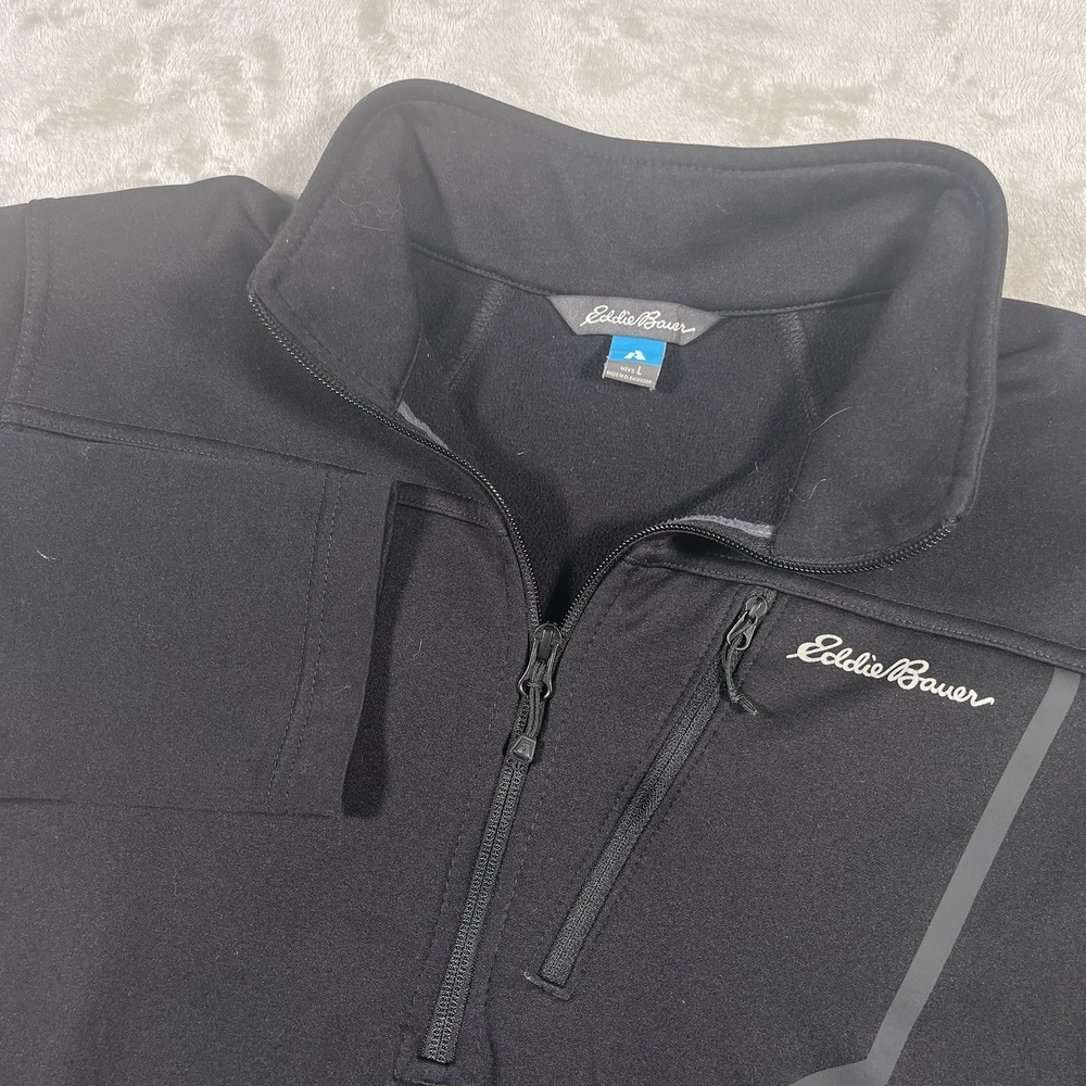 Eddie Bauer First Ascent 1/4‎ Zip Fleece Pullover Jacket Mens L Black